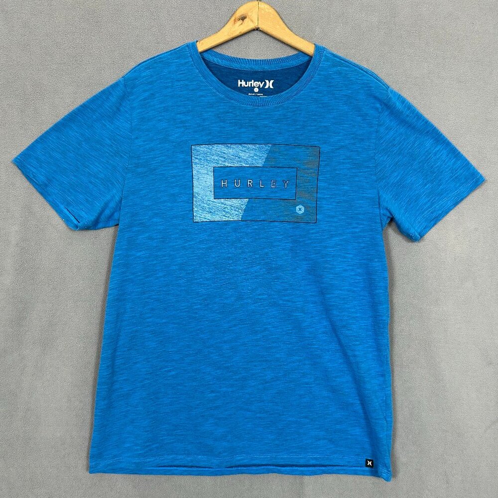 Hurley Men's T-Shirt Blue Short Sleeve Classic Crew Neck Size Large Graphic Tee